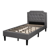 Avery Twin Size Upholstered Scalloped Linen Platform Bed