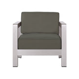Aviara Outdoor 4-Seater Aluminum Chat Set with Tempered Glass-Topped Coffee Table by Christopher Knight Home