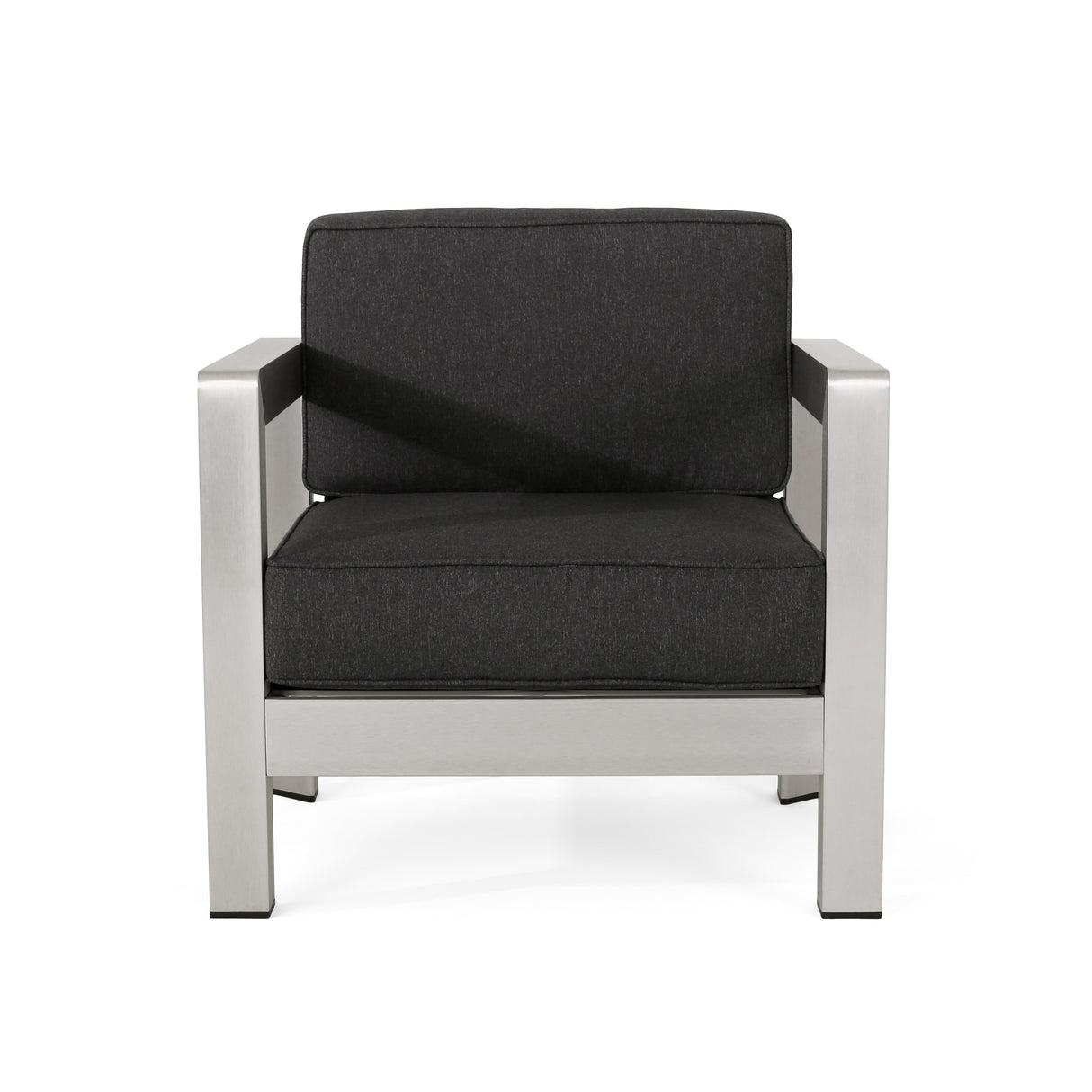 Aviara Outdoor 4-Seater Aluminum Chat Set with Tempered Glass-Topped Coffee Table by Christopher Knight Home