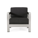 Aviara Outdoor 4-Seater Aluminum Chat Set with Tempered Glass-Topped Coffee Table by Christopher Knight Home