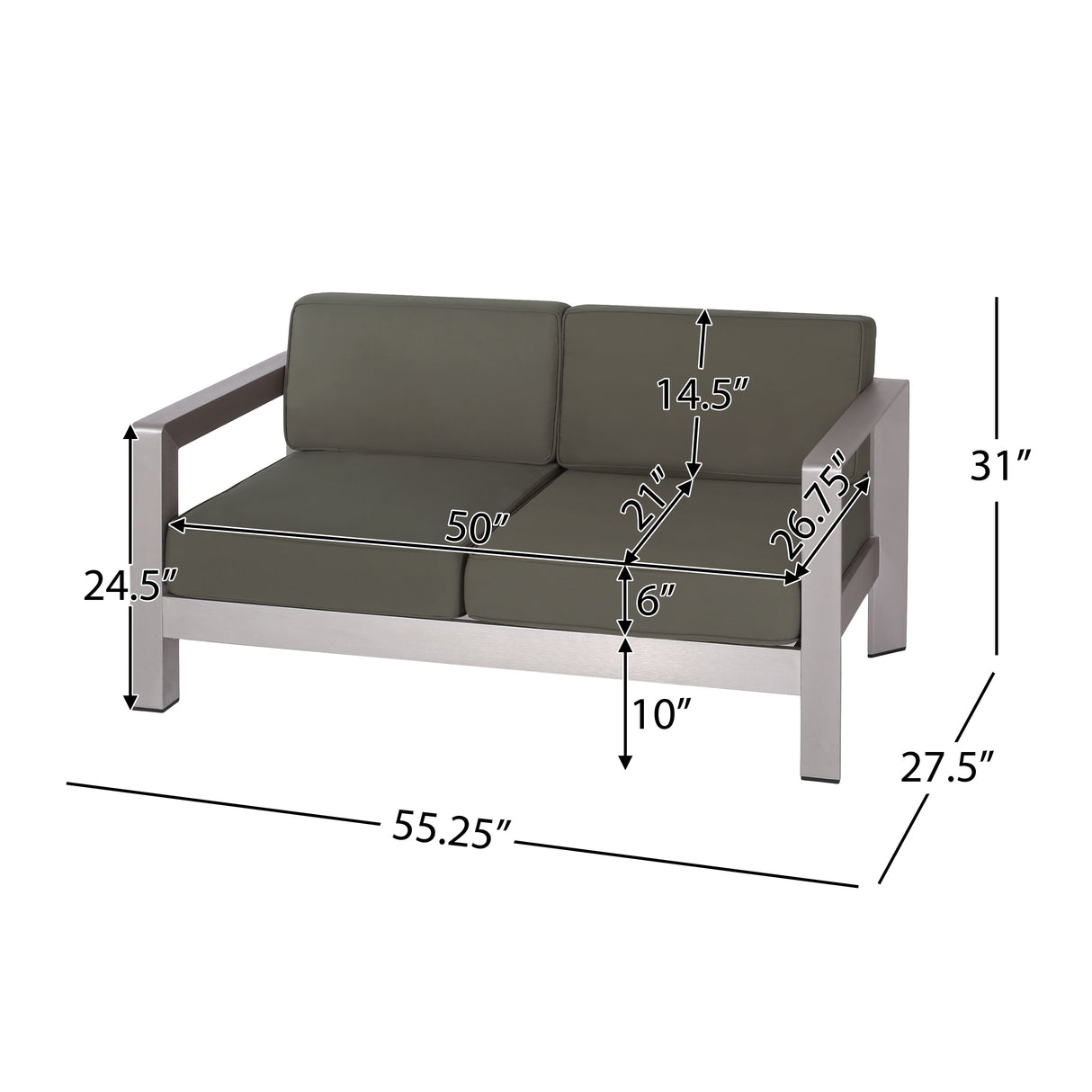 Aviara Outdoor 4-Seater Aluminum Chat Set with Tempered Glass-Topped Coffee Table by Christopher Knight Home