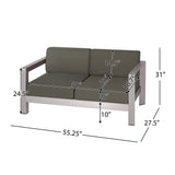 Aviara Outdoor 4-Seater Aluminum Chat Set with Tempered Glass-Topped Coffee Table by Christopher Knight Home