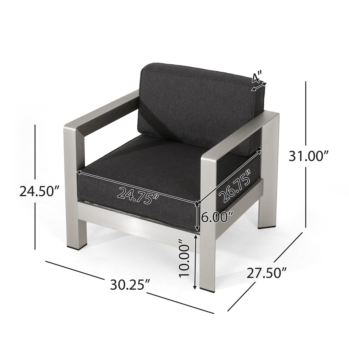Aviara Outdoor 4-Seater Aluminum Chat Set with Tempered Glass-Topped Coffee Table by Christopher Knight Home