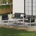 Aviara Outdoor 4-Seater Aluminum Chat Set with Tempered Glass-Topped Coffee Table by Christopher Knight Home