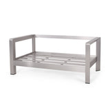 Aviara Outdoor 4-Seater Aluminum Chat Set with Tempered Glass-Topped Coffee Table by Christopher Knight Home