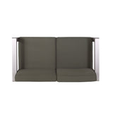Aviara Outdoor 4-Seater Aluminum Chat Set with Tempered Glass-Topped Coffee Table by Christopher Knight Home