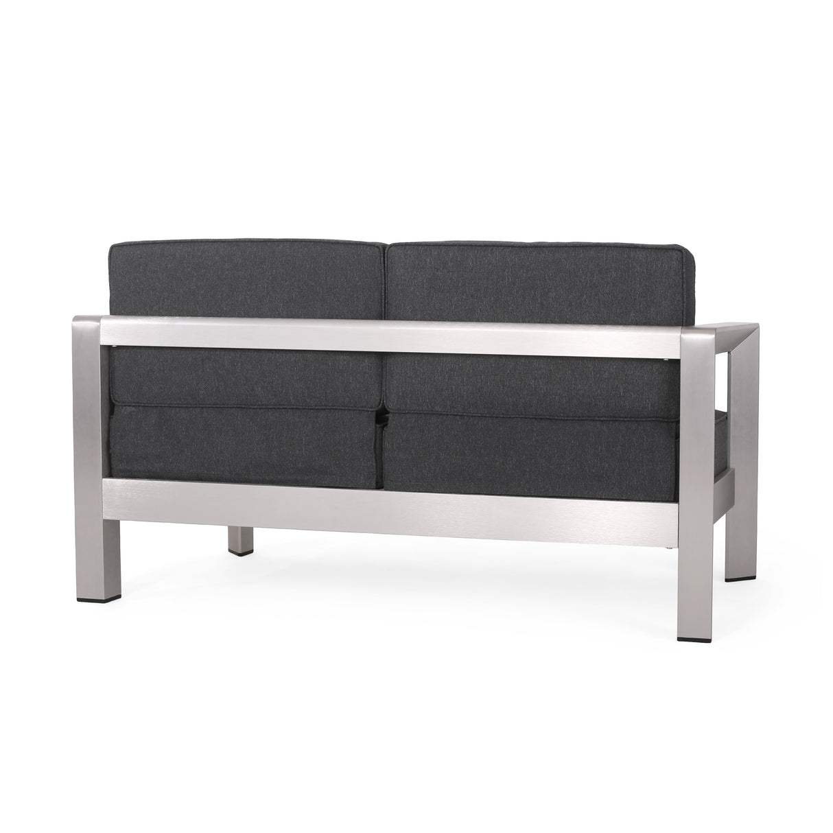 Aviara Outdoor 4-Seater Aluminum Chat Set with Tempered Glass-Topped Coffee Table by Christopher Knight Home