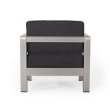 Aviara Outdoor 4-Seater Aluminum Chat Set with Tempered Glass-Topped Coffee Table by Christopher Knight Home
