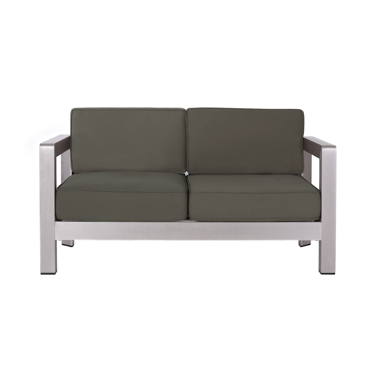 Aviara Outdoor 4-Seater Aluminum Chat Set with Tempered Glass-Topped Coffee Table by Christopher Knight Home