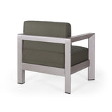 Aviara Outdoor 4-Seater Aluminum Chat Set with Tempered Glass-Topped Coffee Table by Christopher Knight Home