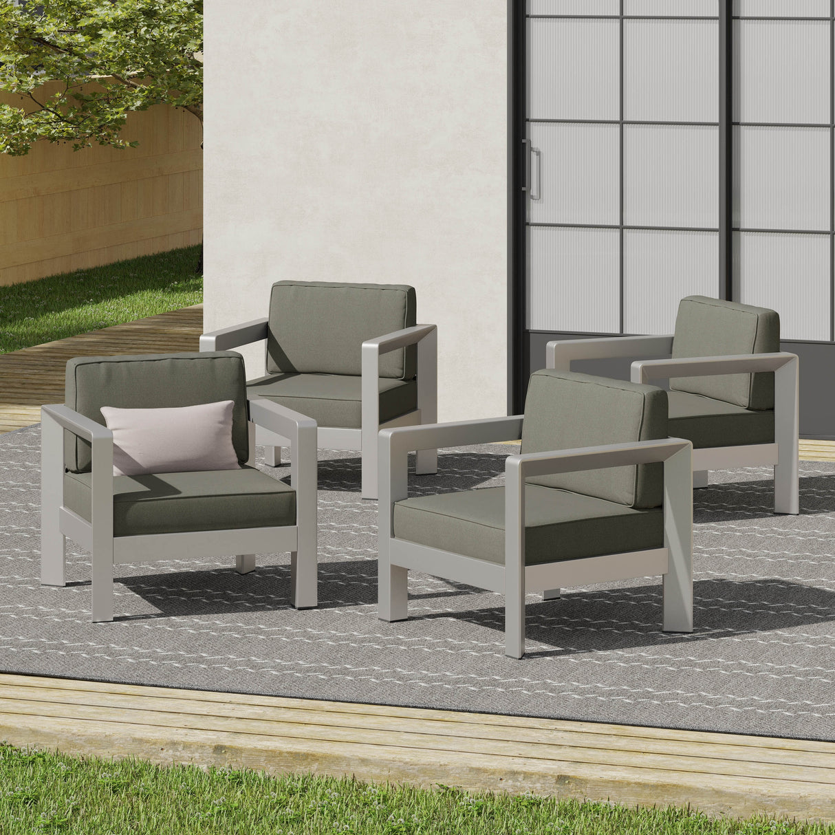 Aviara Outdoor Aluminum Club Chairs (Set of 4) by Christopher Knight Home
