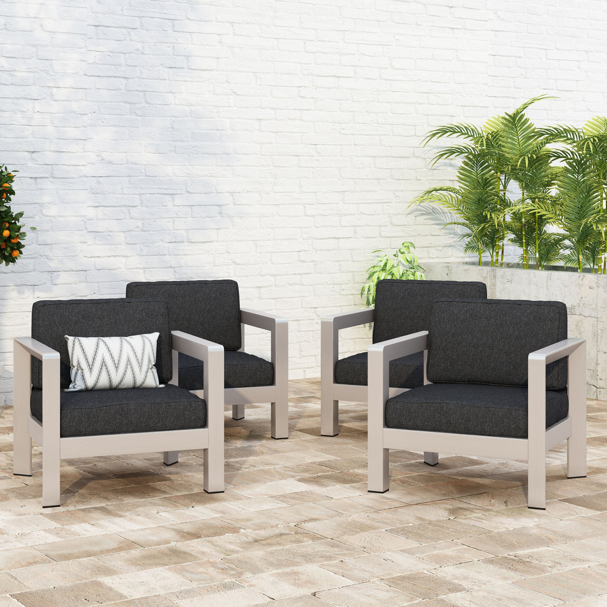 Aviara Outdoor Aluminum Club Chairs (Set of 4) by Christopher Knight Home