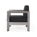Aviara Outdoor Aluminum Club Chairs with Wicker-Topped Side Table by Christopher Knight Home