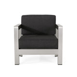 Aviara Outdoor Aluminum Club Chairs with Wicker-Topped Side Table by Christopher Knight Home