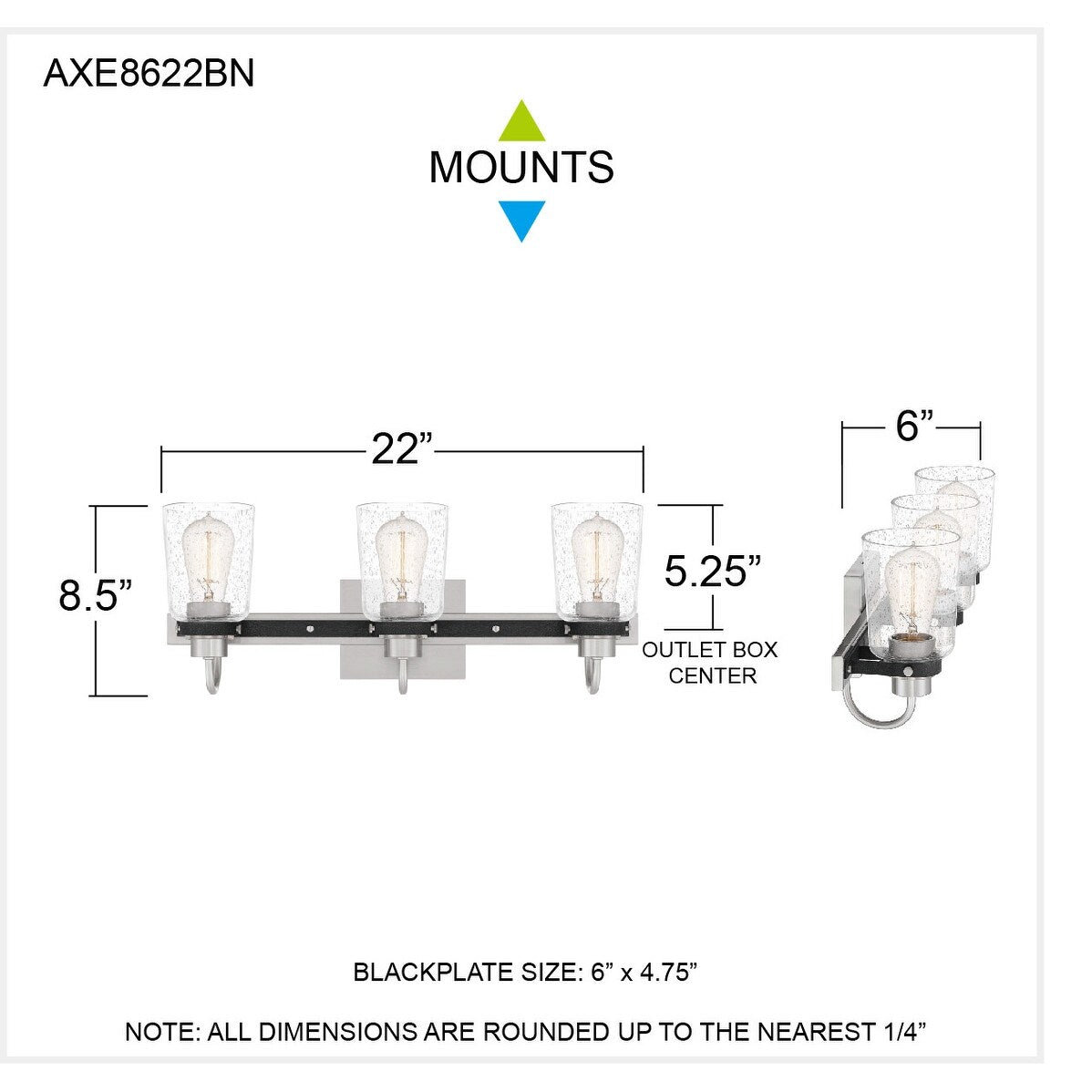 Axel 3-Light Brushed Nickel Vanity Light - Brushed Nickel