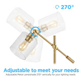 Axel Classic 60" Iron/Seeded Glass Adjustable Head Modern LED Floor Lamp, Brass Gold by JONATHAN Y - 1 Bulb
