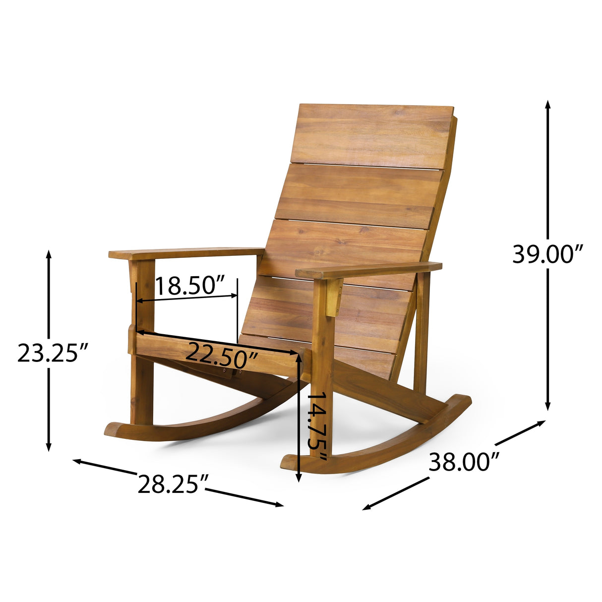 Axson Outdoor Acacia Wood Outdoor Adirondack Rocking Chair by Christopher Knight Home