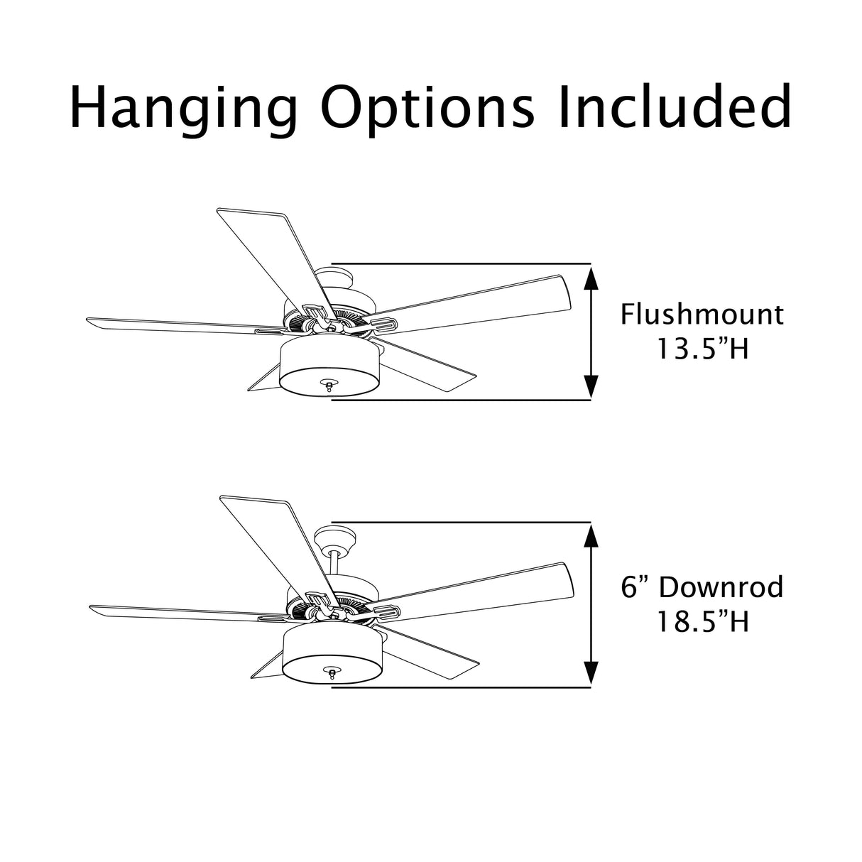 Aya River of Goods Black Metal and Glass 52-Inch Ceiling Fan with Light - 52" x 52" x 13.5"/18.5"