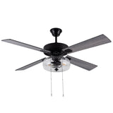 Aya River of Goods Black Metal and Glass 52-Inch Ceiling Fan with Light - 52" x 52" x 13.5"/18.5"