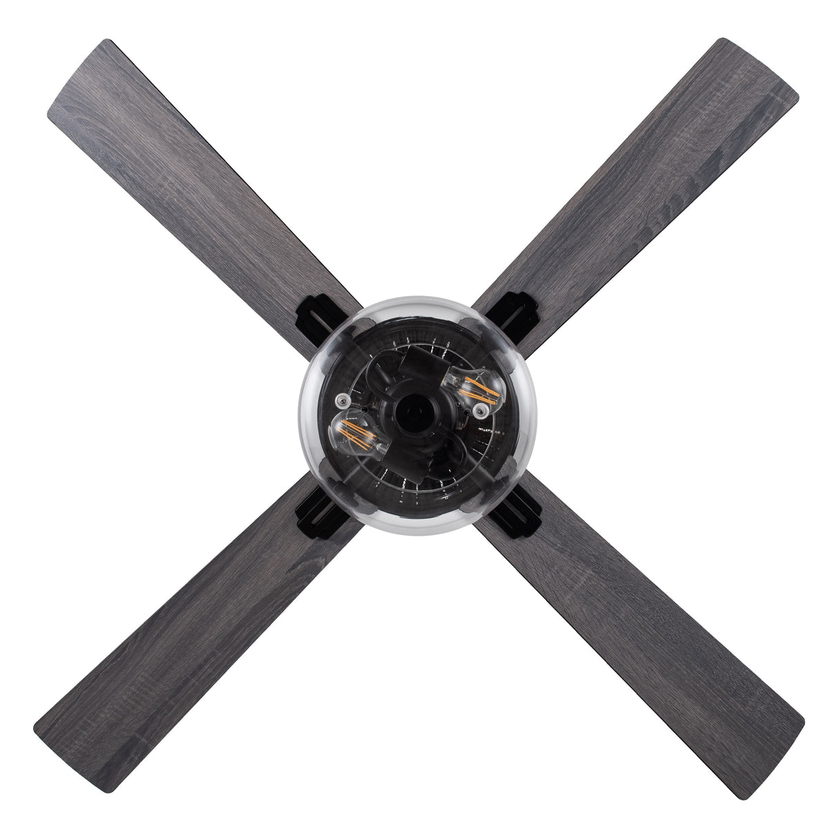 Aya River of Goods Black Metal and Glass 52-Inch Ceiling Fan with Light - 52" x 52" x 13.5"/18.5"