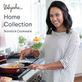 Ayesha Curry Home Collection Porcelain Enamel Nonstick Cookware Pots and Pans Set, 9-Piece