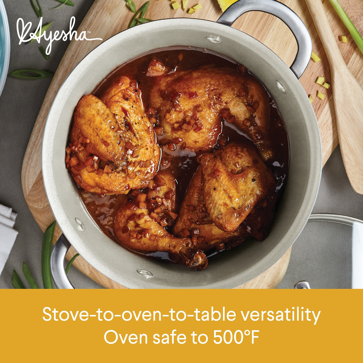 Ayesha Curry Home Collection Porcelain Enamel Nonstick Cookware Pots and Pans Set, 9-Piece