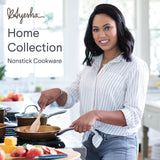 Ayesha Curry Home Collection Porcelain Enamel Nonstick Cookware Pots and Pans Set, 9-Piece