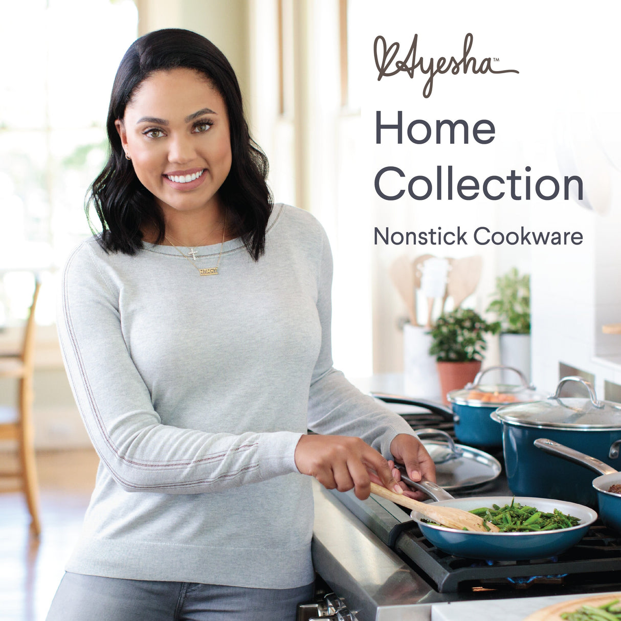 Ayesha Curry Home Collection Porcelain Enamel Nonstick Cookware Pots and Pans Set, 9-Piece