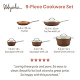 Ayesha Curry Home Collection Porcelain Enamel Nonstick Cookware Pots and Pans Set, 9-Piece