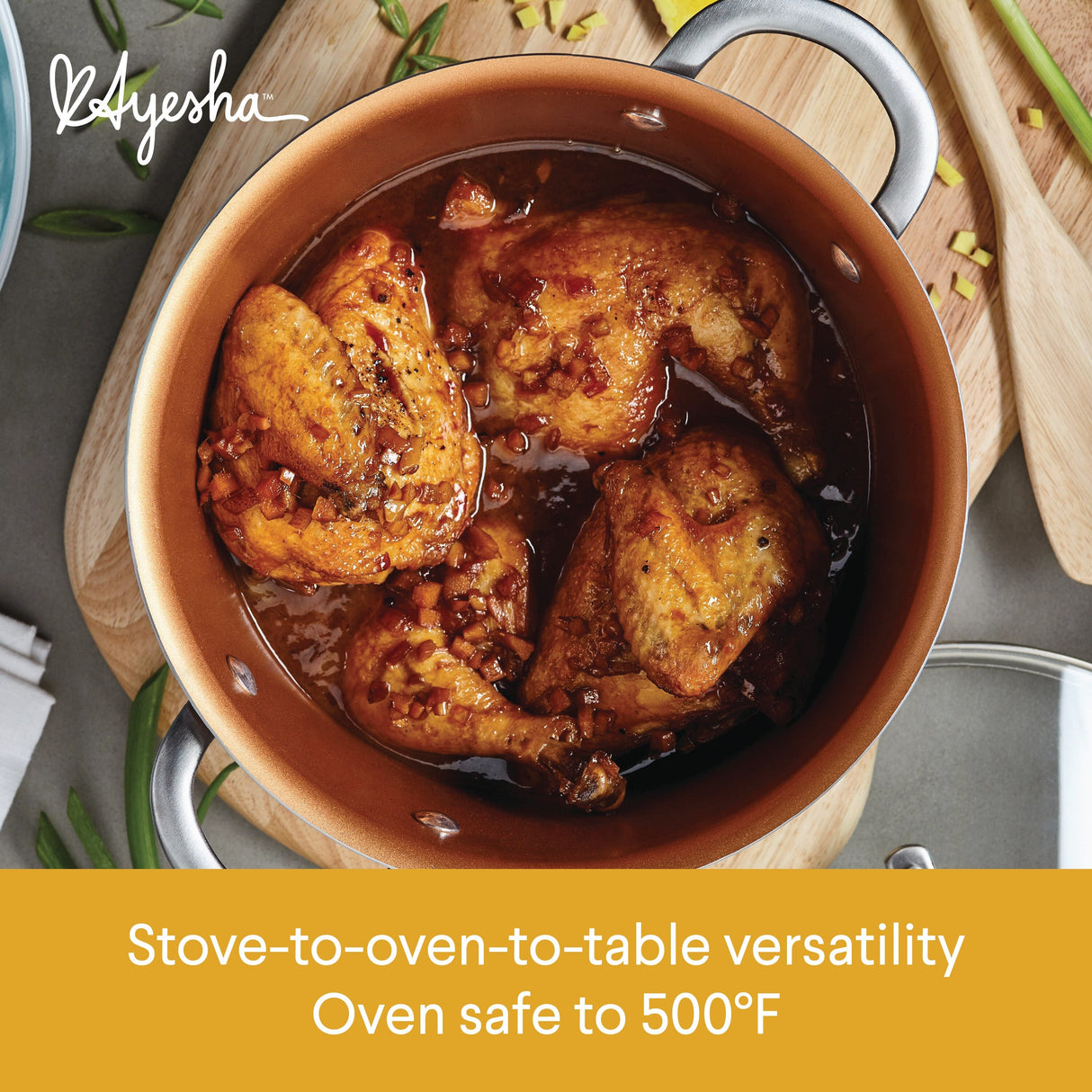 Ayesha Curry Home Collection Porcelain Enamel Nonstick Cookware Pots and Pans Set, 9-Piece