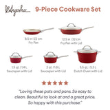Ayesha Curry Home Collection Porcelain Enamel Nonstick Cookware Pots and Pans Set, 9-Piece