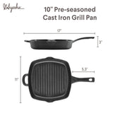 Ayesha Curry Preseasoned Cast Iron Square Grill Pan,10in