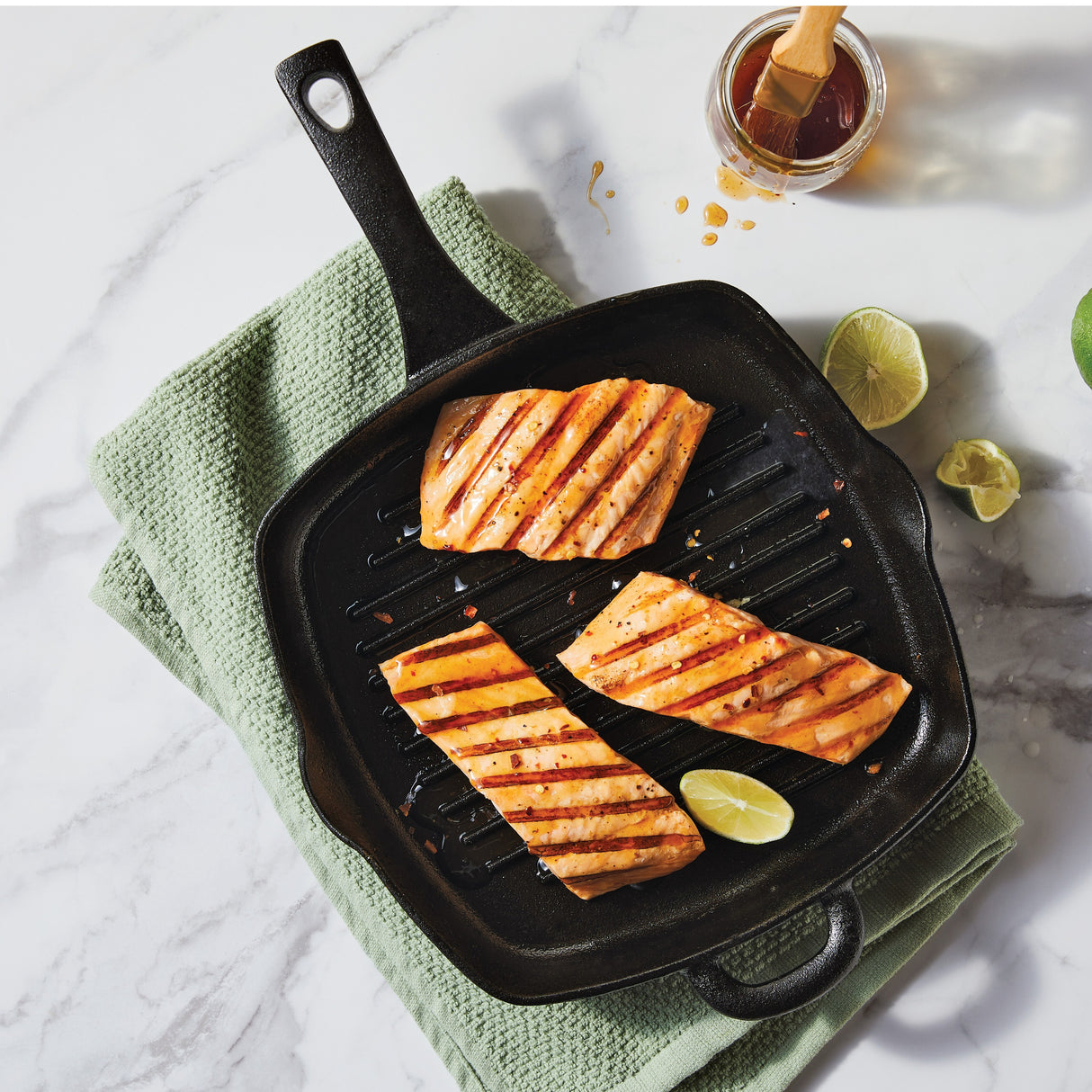 Ayesha Curry Preseasoned Cast Iron Square Grill Pan,10in