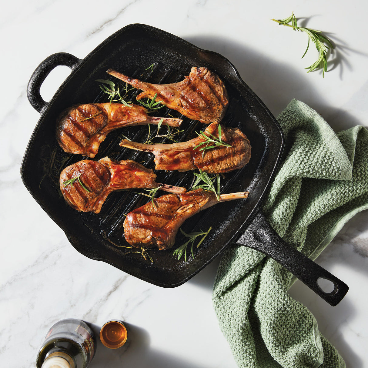 Ayesha Curry Preseasoned Cast Iron Square Grill Pan,10in