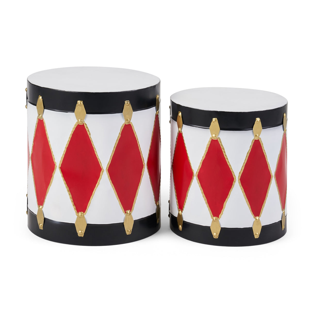 Ayr Indoor/Outdoor Toy Drum Decoration Set by Christopher Knight Home, Red and White