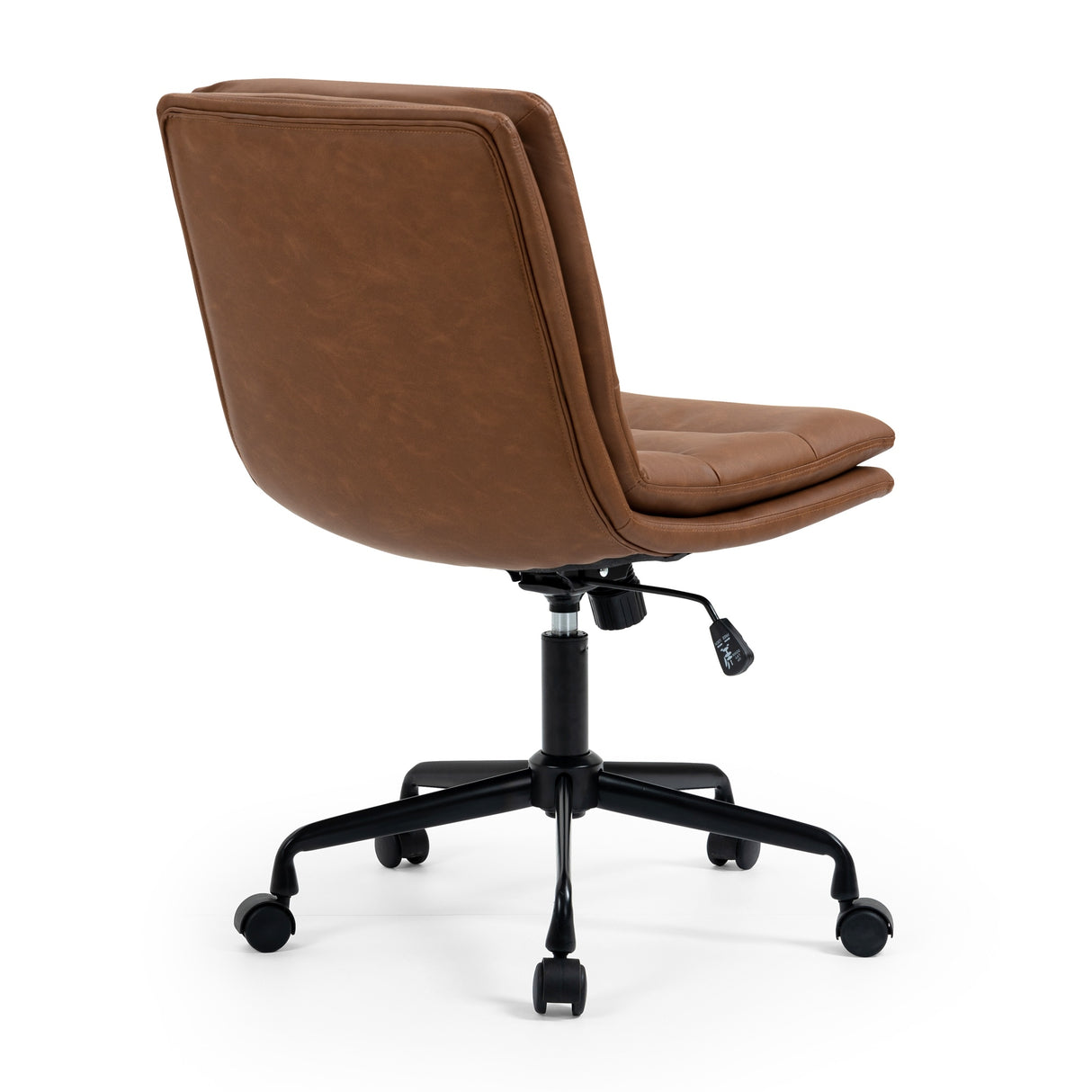 Glamour Home Ayuka Brown Faux Leather Adjustable Height Swivel Office Chair