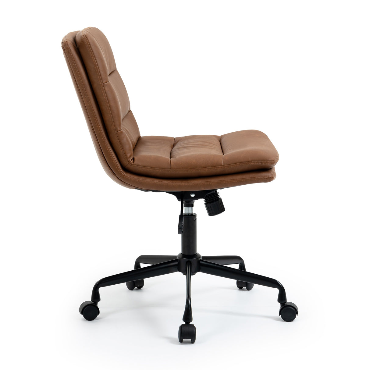 Glamour Home Ayuka Brown Faux Leather Adjustable Height Swivel Office Chair