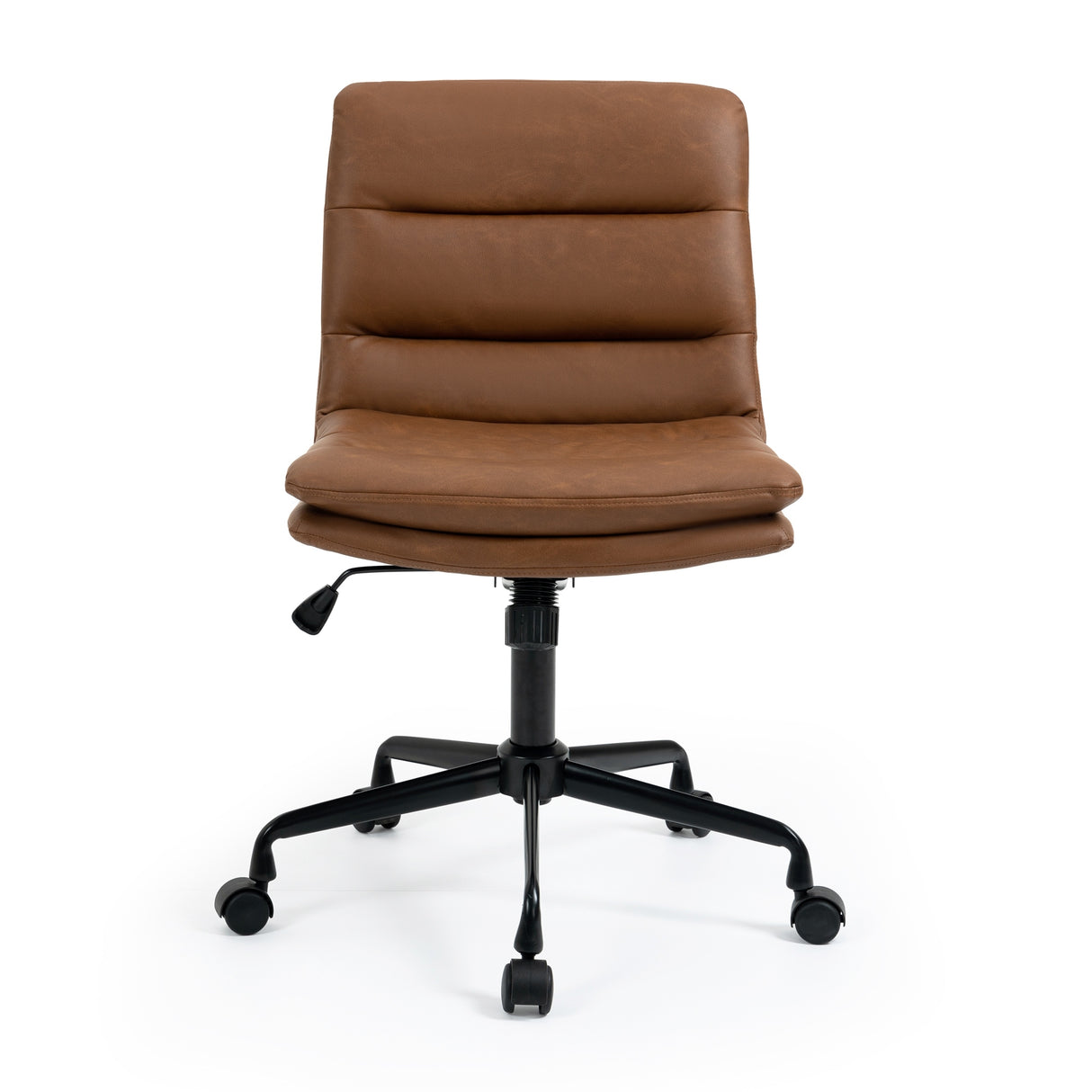 Glamour Home Ayuka Brown Faux Leather Adjustable Height Swivel Office Chair