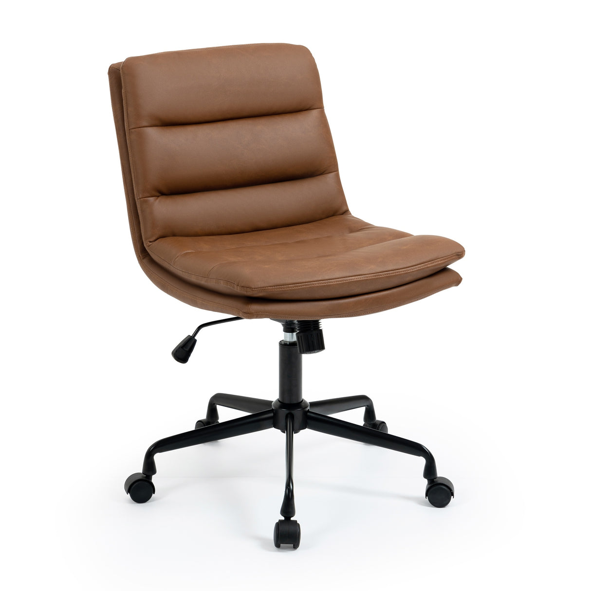 Glamour Home Ayuka Brown Faux Leather Adjustable Height Swivel Office Chair