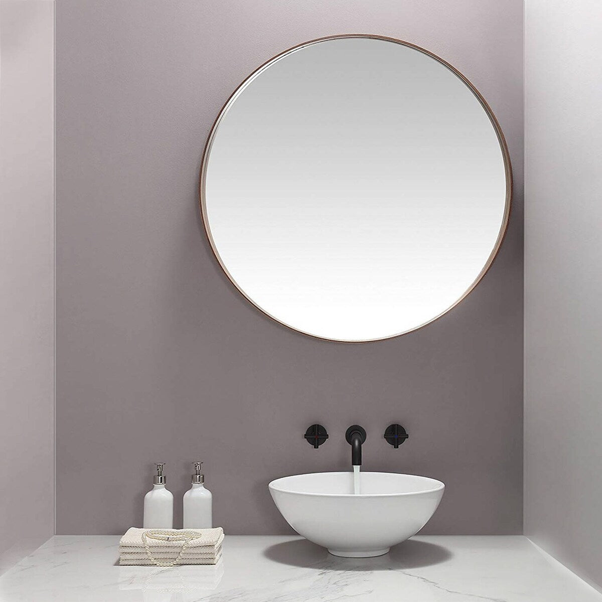 BATHLET Wall Mount Double Handles Cross Handle Bathroom Sink Faucet