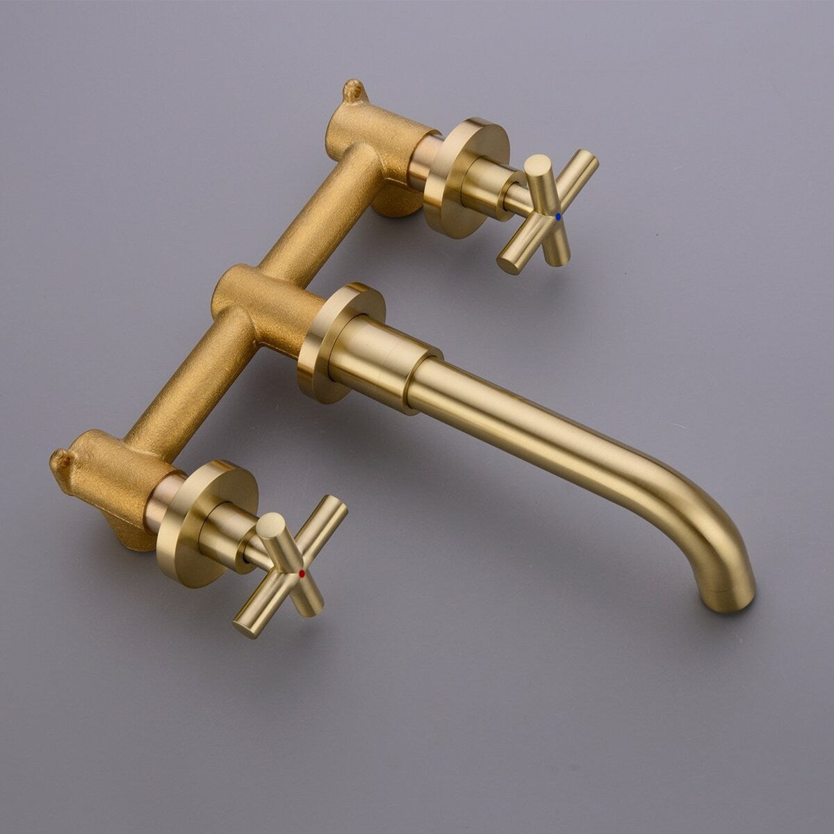 BATHLET Wall Mount Double Handles Cross Handle Bathroom Sink Faucet