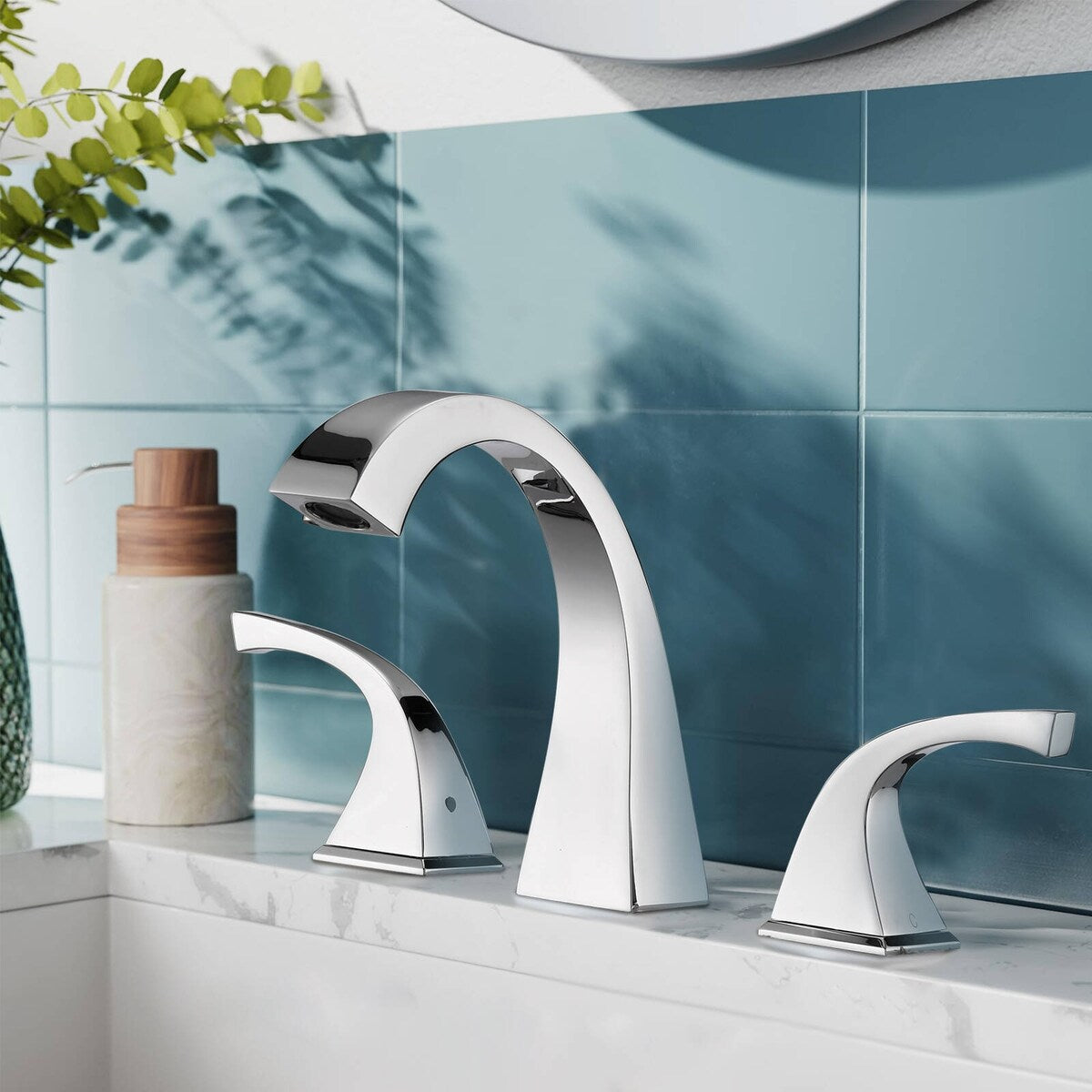 BATHLET Artistic Arc Widespread Bathroom Faucet With Drain
