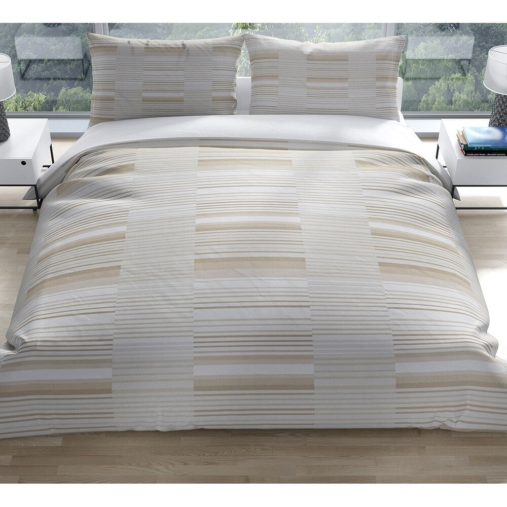 BAUHAUS STRIPE BEIGE SMALL SCALE REPEAT Pillow Case By Kavka Designs - N/A