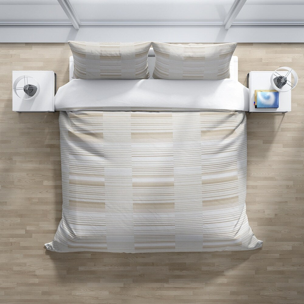 BAUHAUS STRIPE BEIGE SMALL SCALE REPEAT Pillow Case By Kavka Designs - N/A