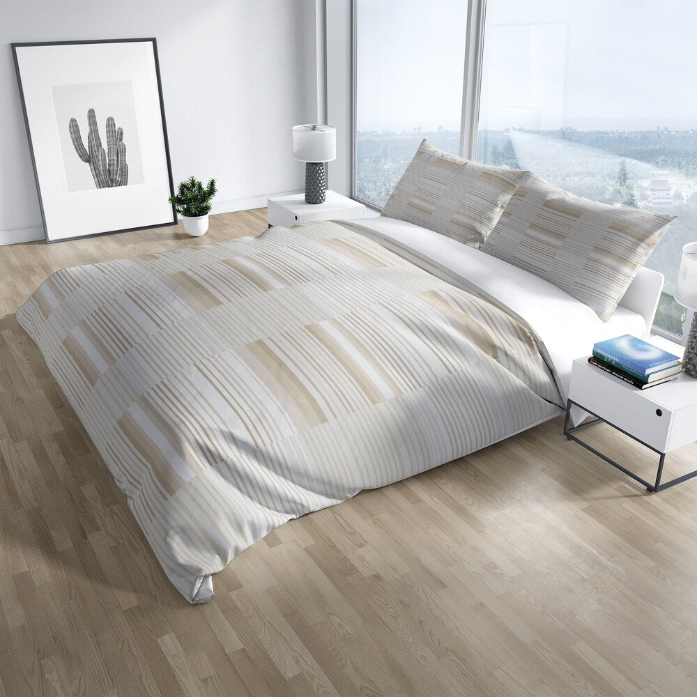BAUHAUS STRIPE BEIGE SMALL SCALE REPEAT Pillow Case By Kavka Designs - N/A