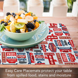 BBQ Life 4 Pack Reversible Easy Care Flexible Plastic Placemats Made in The USA BPA Free Easily Wipes Clean