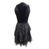BCBGMAXAZRIA Women's Plunging Velvet and Metallic Dress (S, Black)