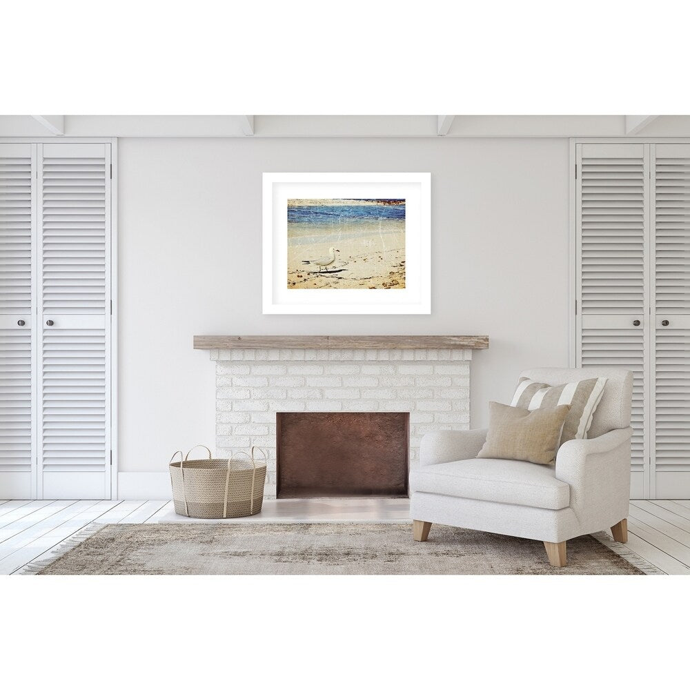 BEACH BIRD VINTAGE White Framed Giclee Print By Kavka Designs