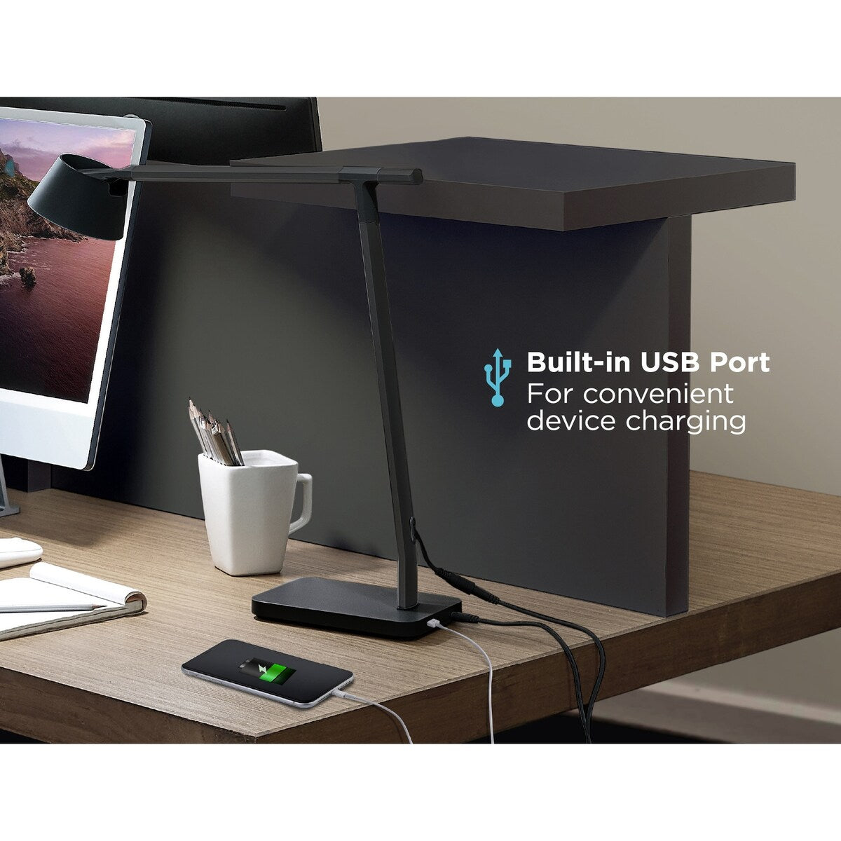 BLACK+DECKER Desk Lamp with USB Charging Port, Automatic Circadian Lighting + 16M RGB Colors, High Quality LED's
