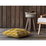 BLOCK PRINT CHECK BOARD IN MUSTARD Floor Pillow By Kavka Designs